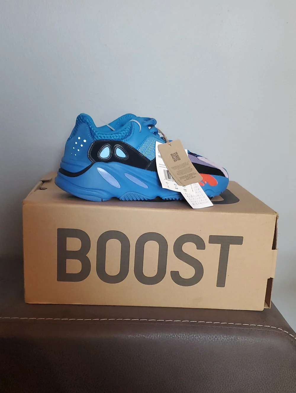 Yeezy Kids Blue and Black Wave Runner Sneakers